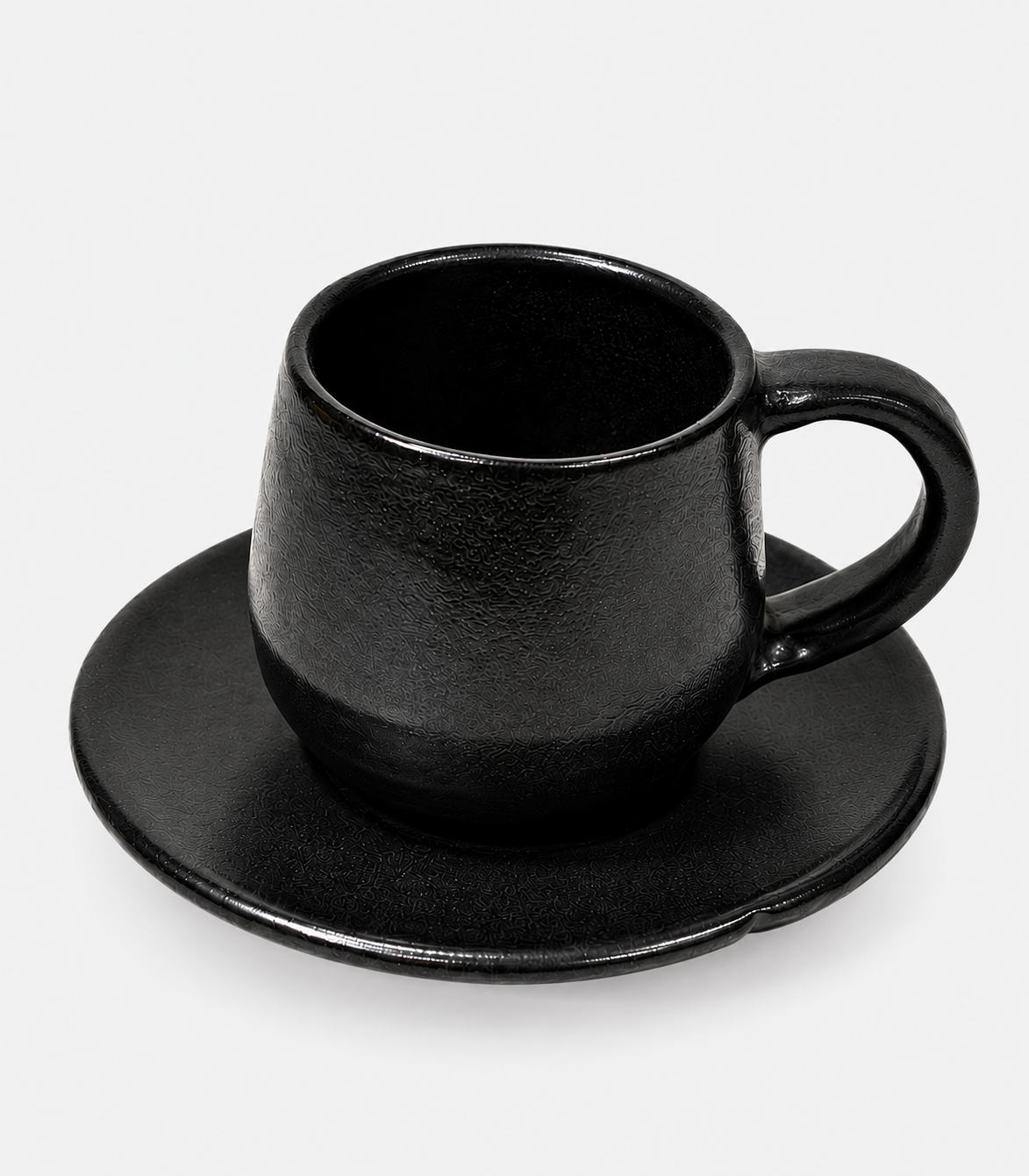 108 Black Ceramic Coffee Cup & Saucer - Image 1
