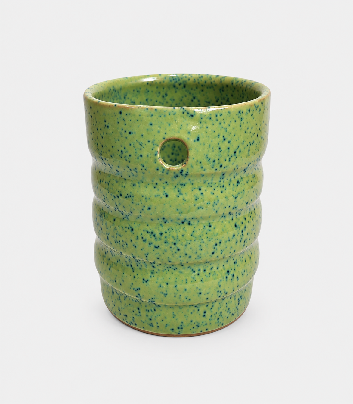 11 Green Speckled Ribbed Ceramic Tumbler - Image 1