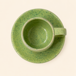 Green Speckled Ceramic Cup & Saucer - Image 2