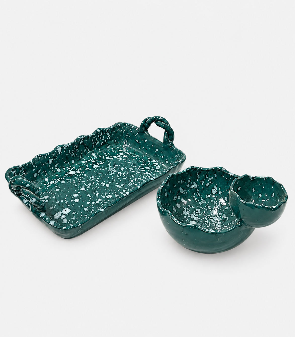 115 Teal Speckled Ceramic Serving Set - Image 1