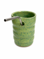 Green Speckled Ribbed Ceramic Tumbler - Image 2