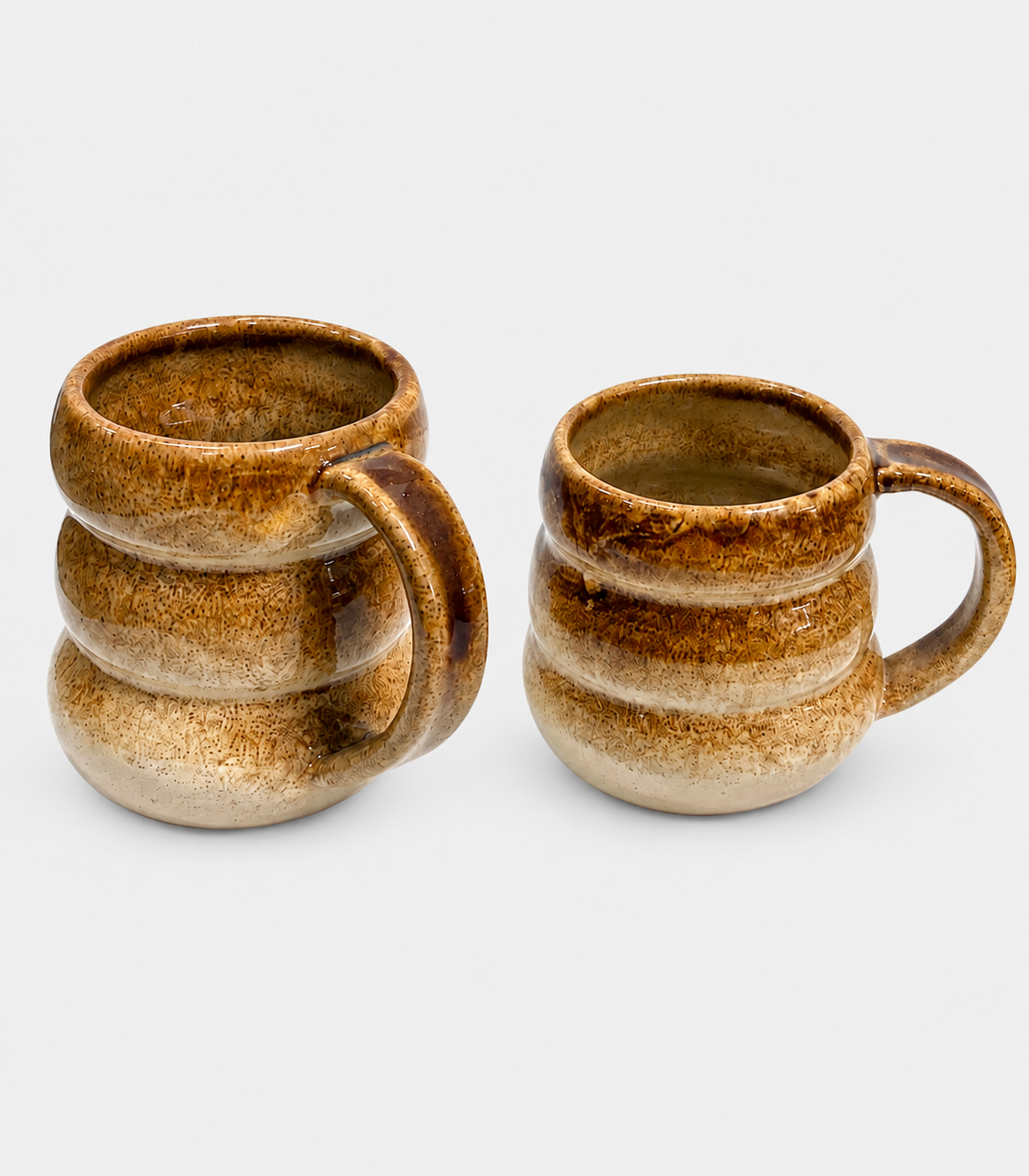 28 Brown Speckled Ceramic Mug Set - Image 1