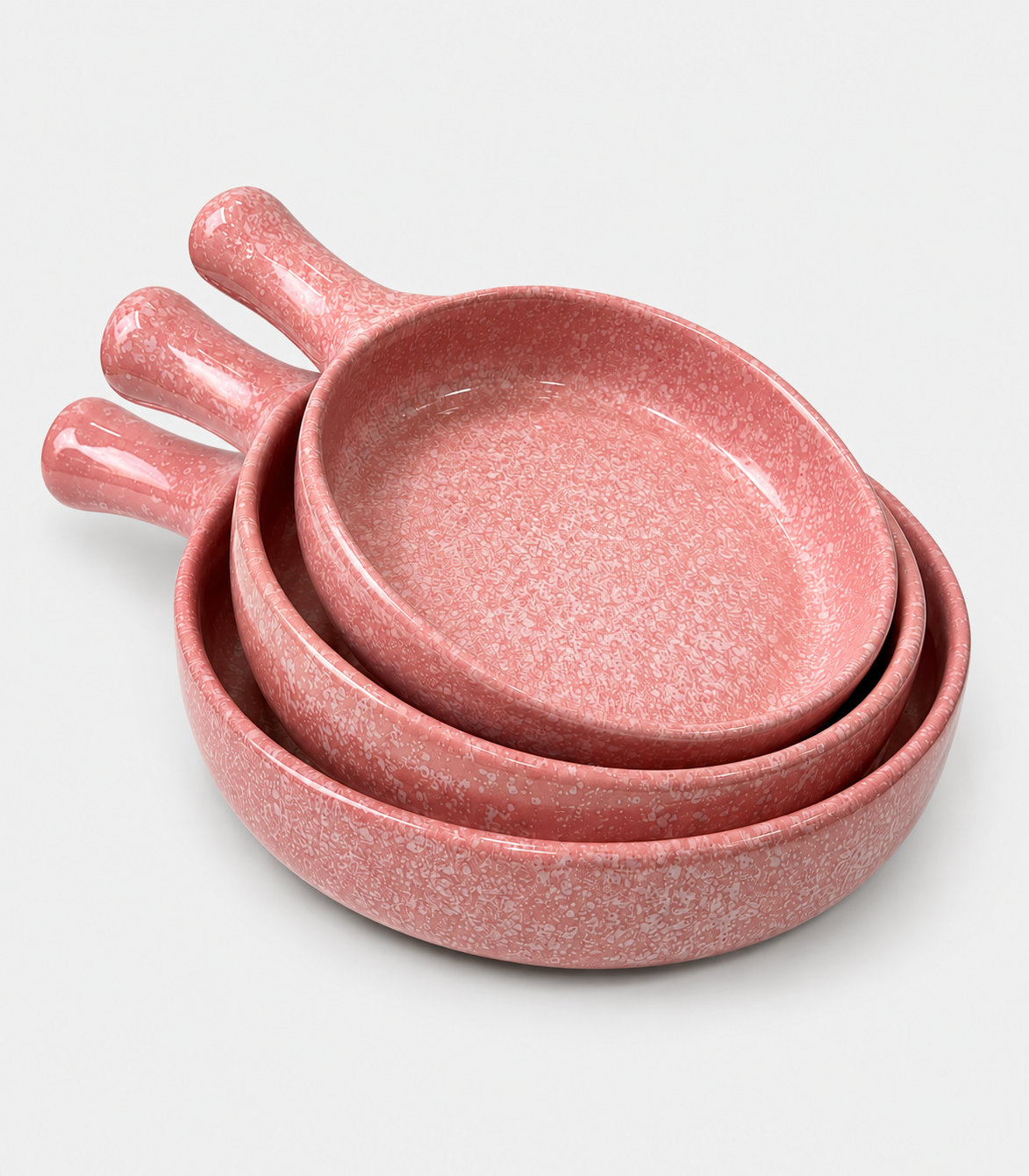36 Pink Speckled Ceramic Skillet Set - Image 1