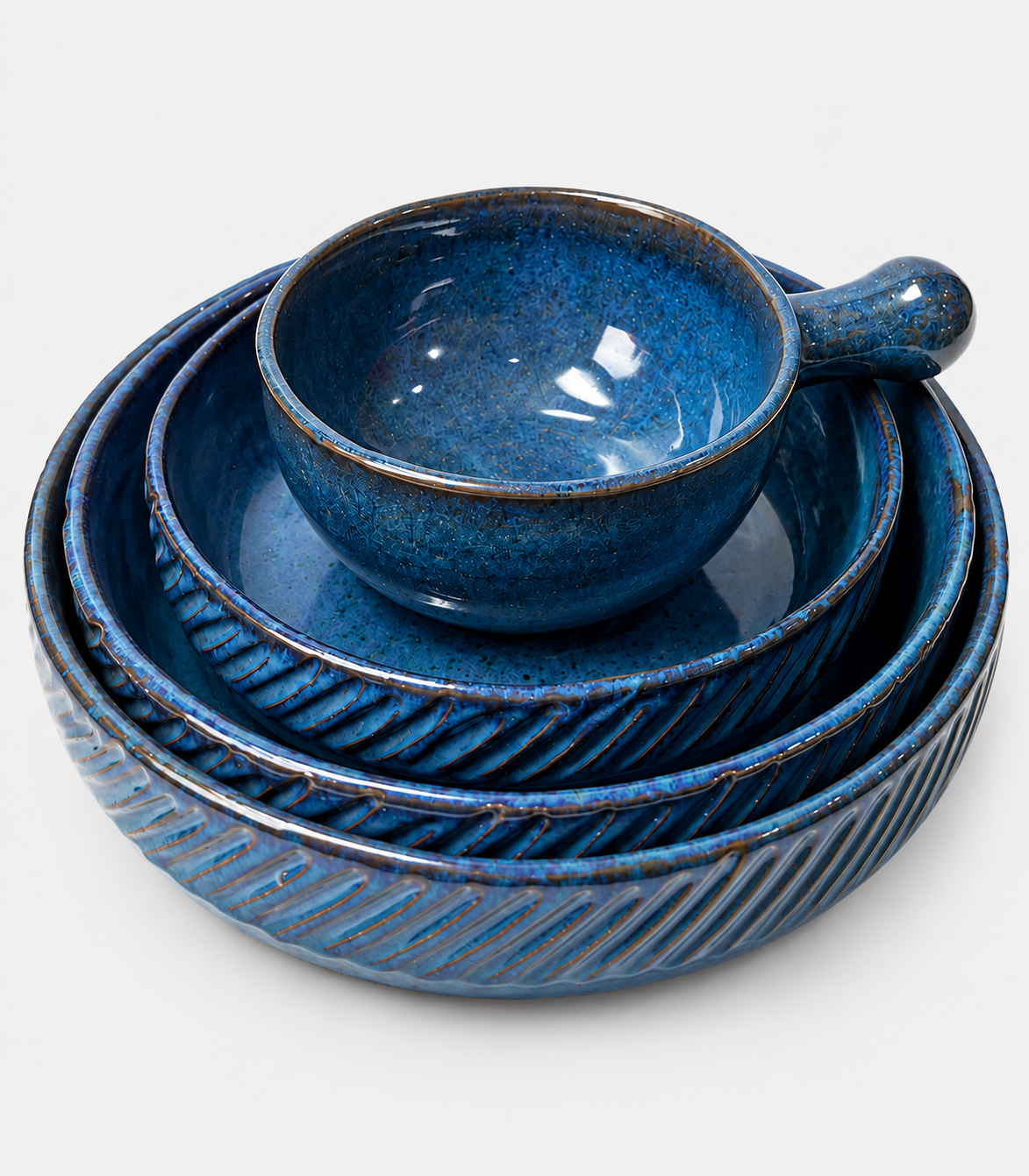 45 Blue Ceramic Serving & Bowl Set - Image 1