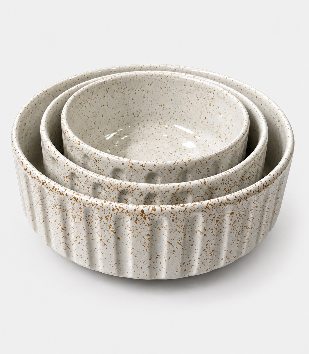 57 White Speckled Ceramic Bowl Set - Image 1