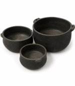 Black Ceramic Serving Bowl Set – 3 Pieces - Image 2