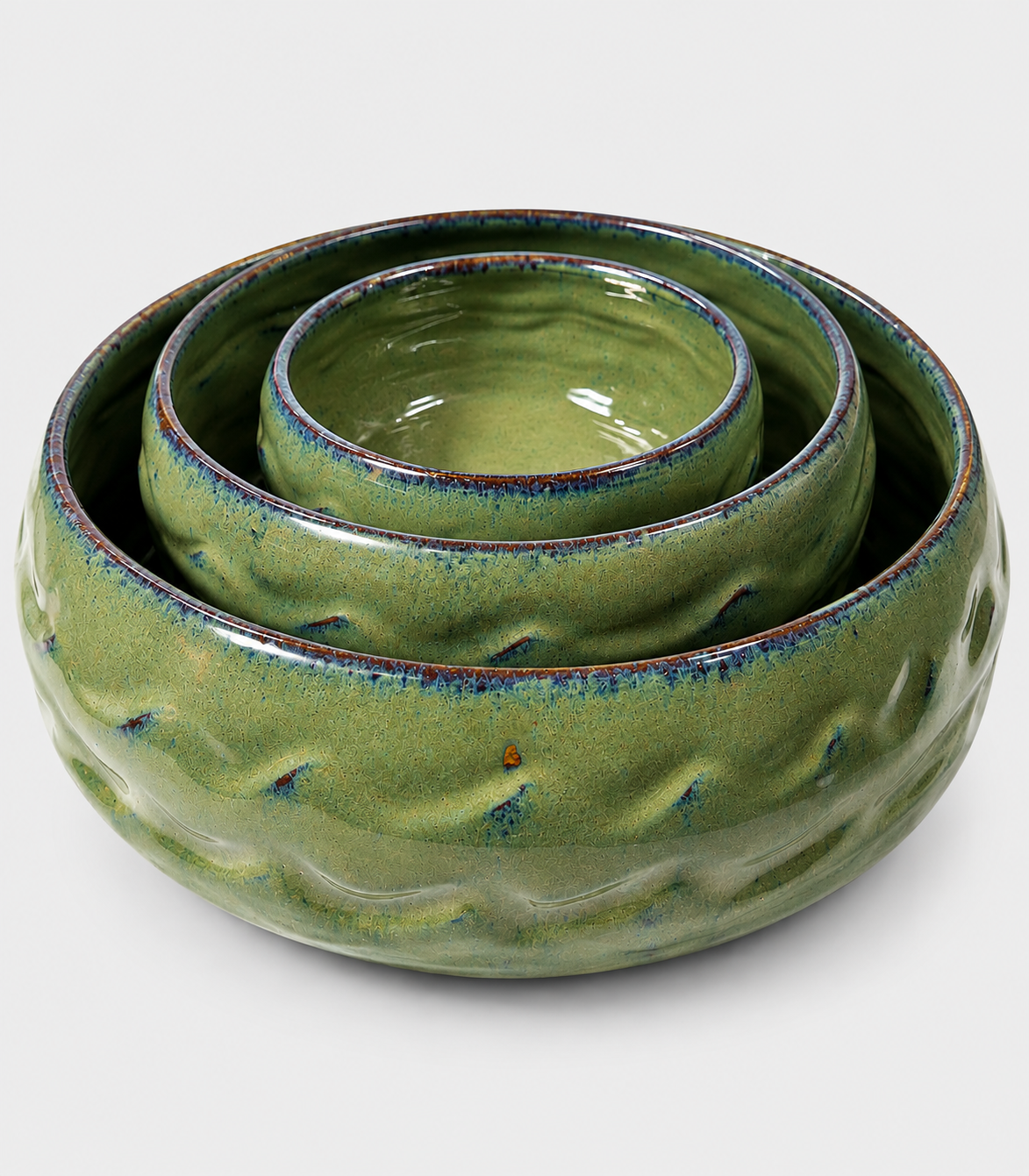 75 Olive Green Nested Ceramic Bowl Set - Image 1