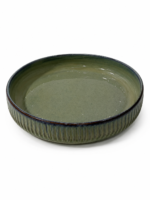 Olive Green Fluted Ceramic Bowl Set - Image 4