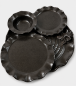 Black Petal Ceramic Serving Set