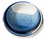 Blue & White Ribbed Ceramic Bowl Set - Image 2