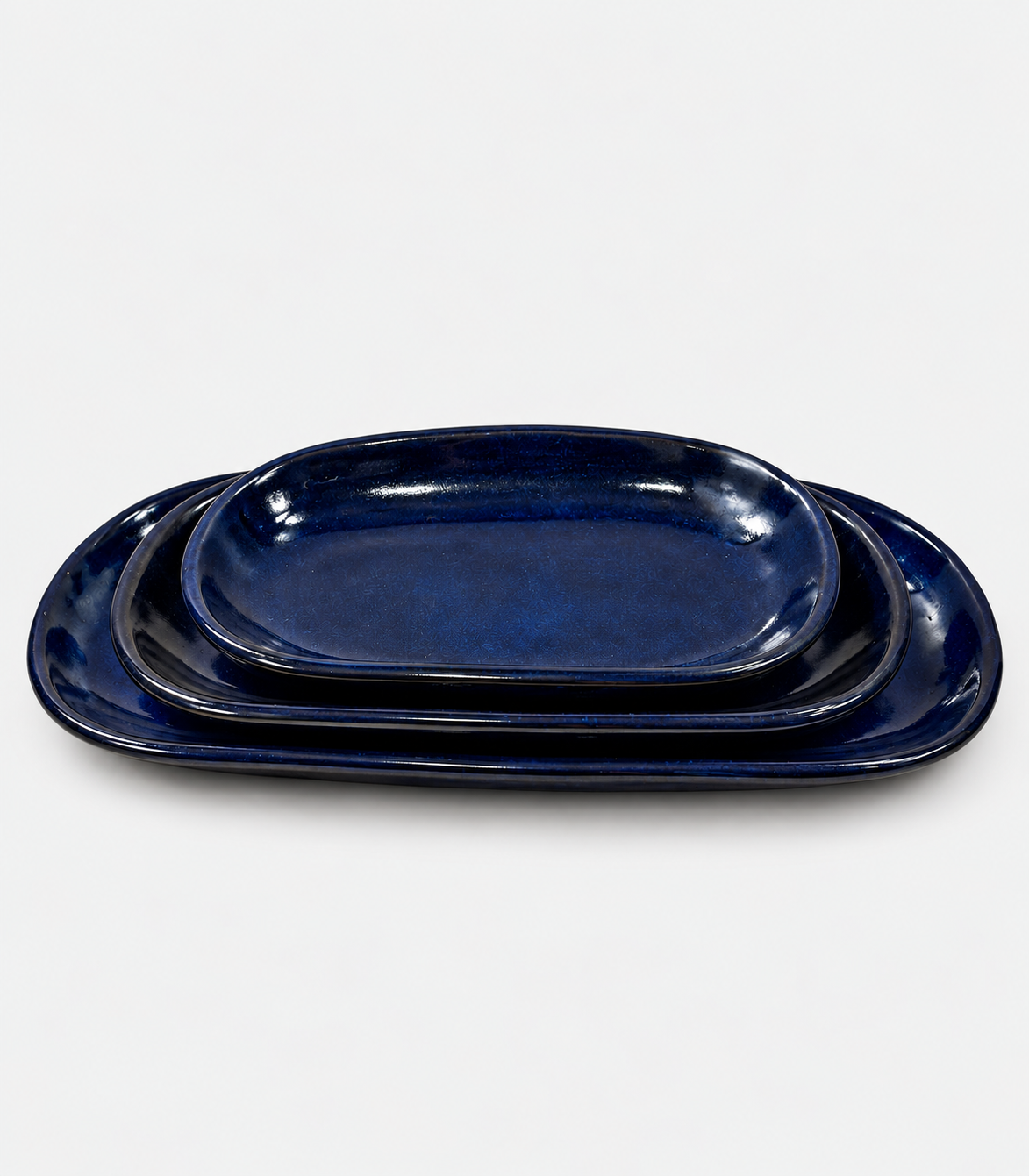 98 Navy Blue Ceramic Serving Platter Set - Image 1